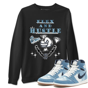 1s Denim shirts to match jordans Flex And Hustle sneaker match tees Air Jordan 1 Denim SNRT Sneaker Tees streetwear brand Black 1 unisex cotton tee