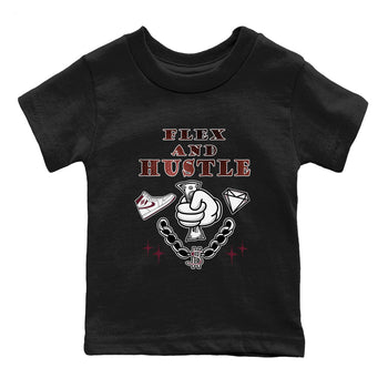 AJ1 High '85 Metallic Burgundy shirts to match jordans Flex And Hustle sneaker match tees 1s High '85 Metallic Burgundy SNRT Sneaker Tees streetwear brand Baby and Youth Black 2 cotton tee
