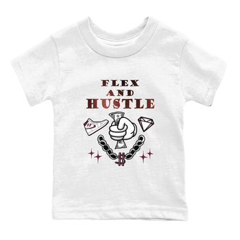 AJ1 High '85 Metallic Burgundy shirts to match jordans Flex And Hustle sneaker match tees 1s High '85 Metallic Burgundy SNRT Sneaker Tees streetwear brand Baby and Youth White 2 cotton tee