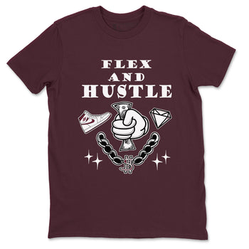 AJ1 High '85 Metallic Burgundy shirts to match jordans Flex And Hustle sneaker match tees 1s High '85 Metallic Burgundy SNRT Sneaker Tees streetwear brand Maroon 2 unisex cotton tee