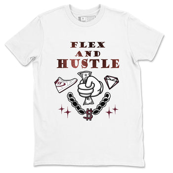 AJ1 High '85 Metallic Burgundy shirts to match jordans Flex And Hustle sneaker match tees 1s High '85 Metallic Burgundy SNRT Sneaker Tees streetwear brand White 2 unisex cotton tee