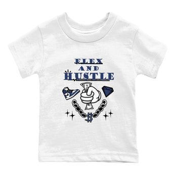 1s Midnight Navy shirts to match jordans Flex And Hustle sneaker match tees Air Jordan 1 Midnight Navy match shoes to clothes SNRT Sneaker Tees Youth Baby White 2 tee