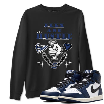 1s Midnight Navy shirts to match jordans Flex And Hustle sneaker match tees Air Jordan 1 Midnight Navy match shoes to clothes SNRT Sneaker Tees unisex cotton Black 1 shirts