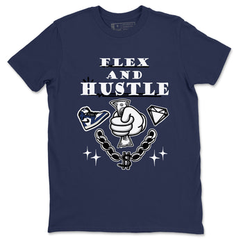 1s Midnight Navy shirts to match jordans Flex And Hustle sneaker match tees Air Jordan 1 Midnight Navy match shoes to clothes SNRT Sneaker Tees unisex cotton Navy 2 shirts