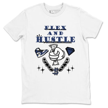 1s Midnight Navy shirts to match jordans Flex And Hustle sneaker match tees Air Jordan 1 Midnight Navy match shoes to clothes SNRT Sneaker Tees unisex cotton White 2 shirts