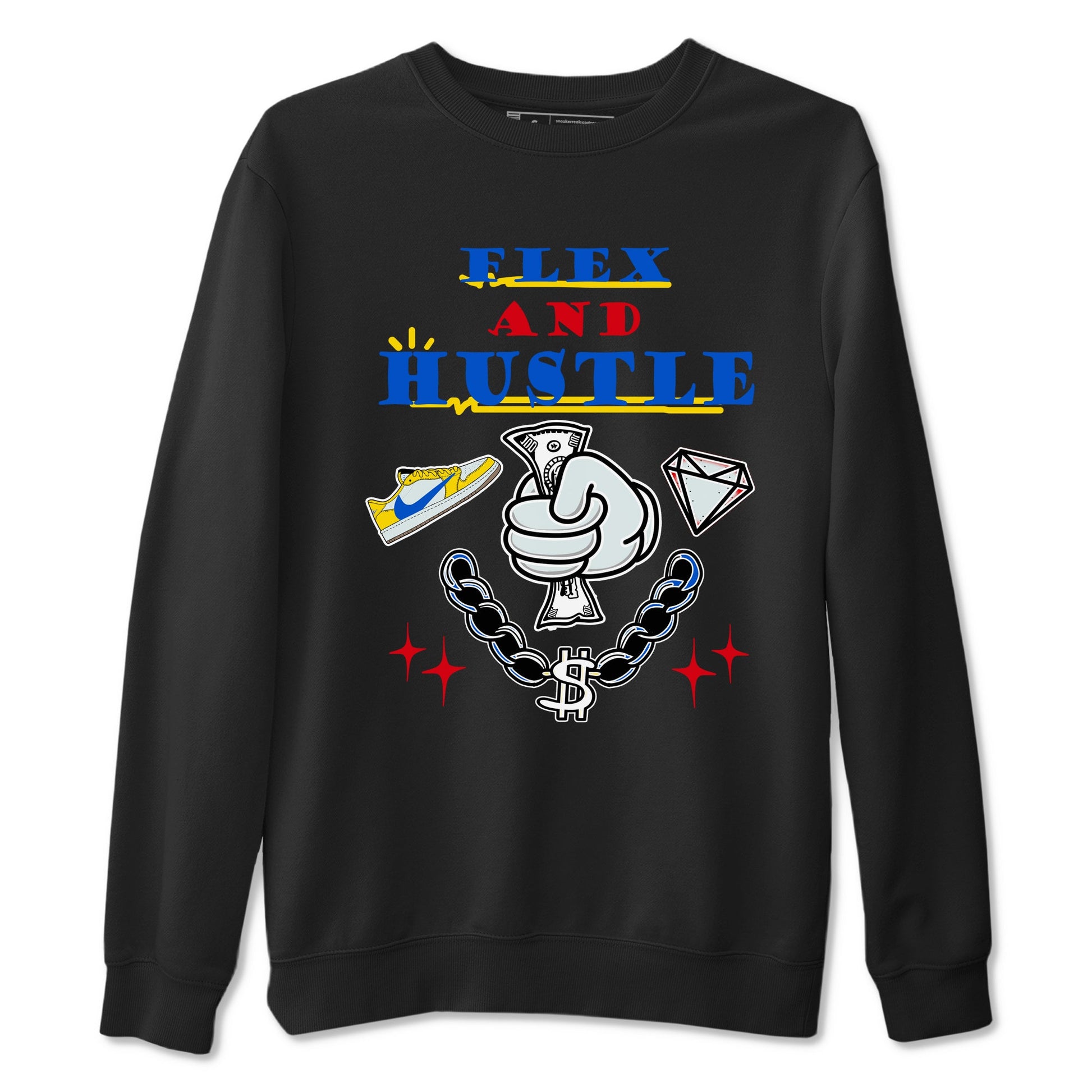 AJ1 Travis Scott Canary shirt to match jordans Flex And Hustle sneaker tees Air Jordan 1 Travis Scott Canary SNRT Sneaker Release Tees unisex cotton Black 2 crew neck shirt