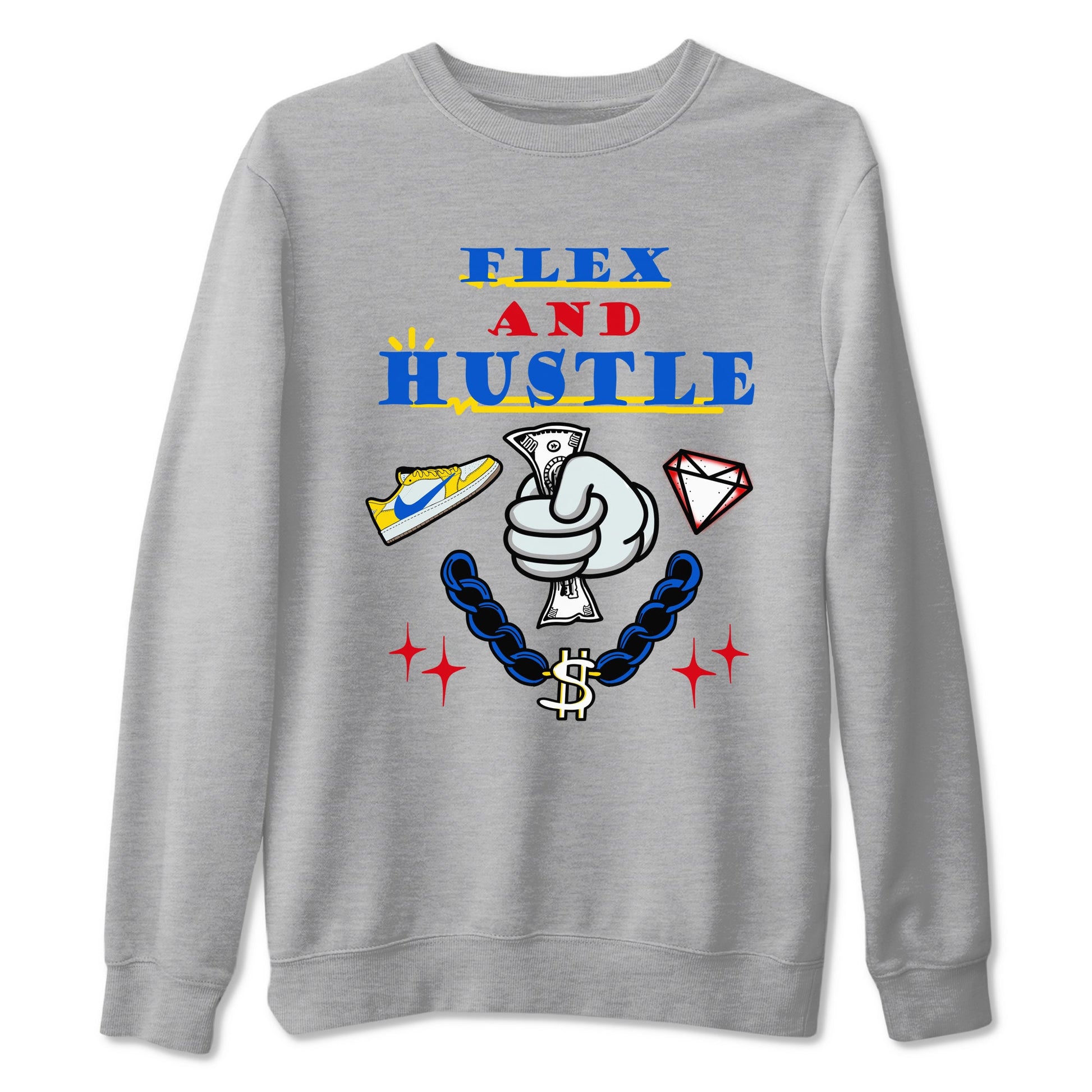 AJ1 Travis Scott Canary shirt to match jordans Flex And Hustle sneaker tees Air Jordan 1 Travis Scott Canary SNRT Sneaker Release Tees unisex cotton Heather Grey 2 crew neck shirt