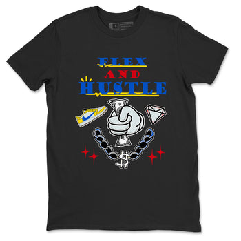 AJ1 Travis Scott Canary shirt to match jordans Flex And Hustle sneaker tees Air Jordan 1 Travis Scott Canary SNRT Sneaker Release Tees unisex cotton Black 2 crew neck shirt