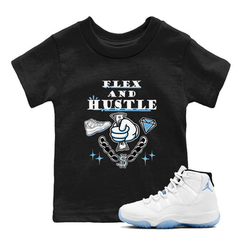 11s Legend Blue shirts to match jordans Flex And Hustle best t shirts to wear with jordans AJ11 Retro Legend Blue match shoes to clothes SNRT Sneaker Tees Youth Baby Black 1 tee