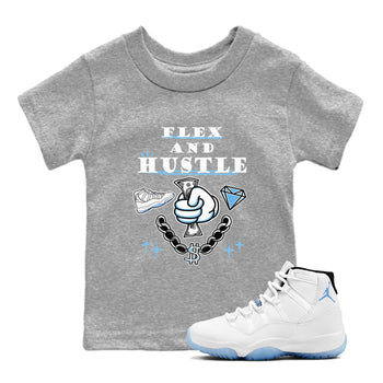 11s Legend Blue shirts to match jordans Flex And Hustle best t shirts to wear with jordans AJ11 Retro Legend Blue match shoes to clothes SNRT Sneaker Tees Youth Baby Heather Grey 1 tee