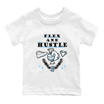 11s Legend Blue shirts to match jordans Flex And Hustle best t shirts to wear with jordans AJ11 Retro Legend Blue match shoes to clothes SNRT Sneaker Tees Youth Baby White 2 tee