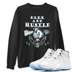 11s Legend Blue shirts to match jordans Flex And Hustle best t shirts to wear with jordans AJ11 Retro Legend Blue match shoes to clothes SNRT Sneaker Tees unisex cotton Black 1 shirts