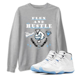 11s Legend Blue shirts to match jordans Flex And Hustle best t shirts to wear with jordans AJ11 Retro Legend Blue match shoes to clothes SNRT Sneaker Tees unisex cotton Heather Grey 1 shirts