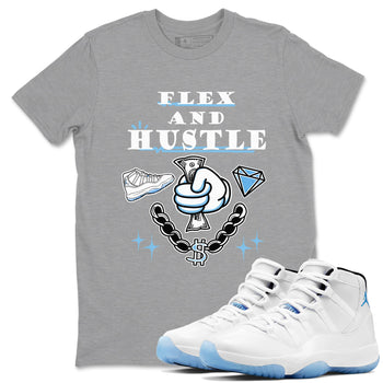 11s Legend Blue shirts to match jordans Flex And Hustle best t shirts to wear with jordans AJ11 Retro Legend Blue match shoes to clothes SNRT Sneaker Tees unisex cotton Heather Grey 1 shirts