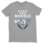 11s Legend Blue shirts to match jordans Flex And Hustle best t shirts to wear with jordans AJ11 Retro Legend Blue match shoes to clothes SNRT Sneaker Tees unisex cotton Heather Grey 2 shirts