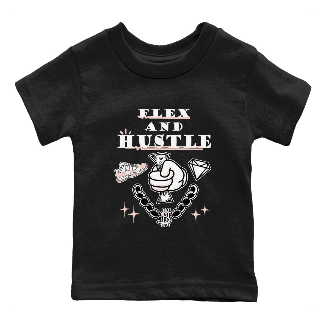 11s Legend Pink shirt to match jordans Flex And Hustle sneaker tees Air Jordan 11 Legend Pink SNRT sneaker release tees baby toddler Black 2 cotton Shirt