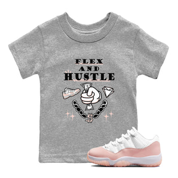11s Legend Pink shirt to match jordans Flex And Hustle sneaker tees Air Jordan 11 Legend Pink SNRT sneaker release tees baby toddler Heather Grey 1 cotton Shirt