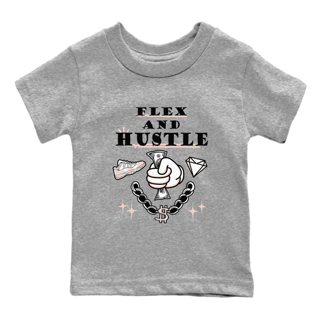 11s Legend Pink shirt to match jordans Flex And Hustle sneaker tees Air Jordan 11 Legend Pink SNRT sneaker release tees baby toddler Heather Grey 2 cotton Shirt