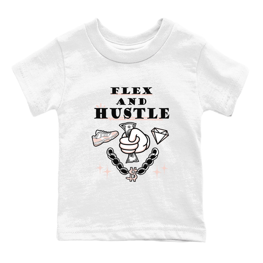 11s Legend Pink shirt to match jordans Flex And Hustle sneaker tees Air Jordan 11 Legend Pink SNRT sneaker release tees baby toddler White 2 cotton Shirt