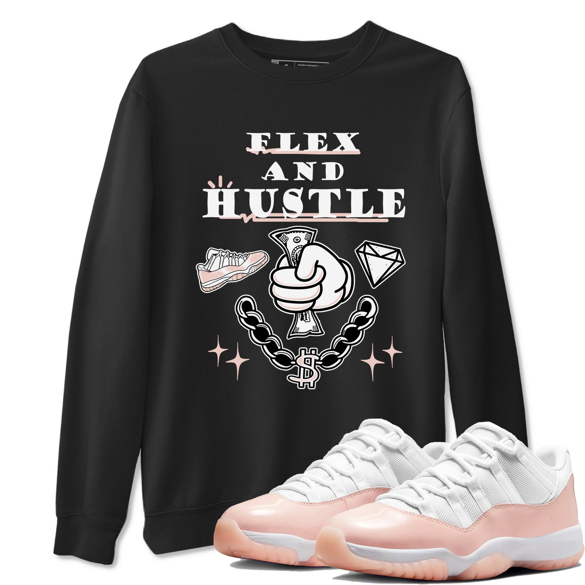 11s Legend Pink shirt to match jordans Flex And Hustle sneaker tees Air Jordan 11 Legend Pink SNRT Sneaker Release Tees unisex cotton Black 1 crew neck shirt