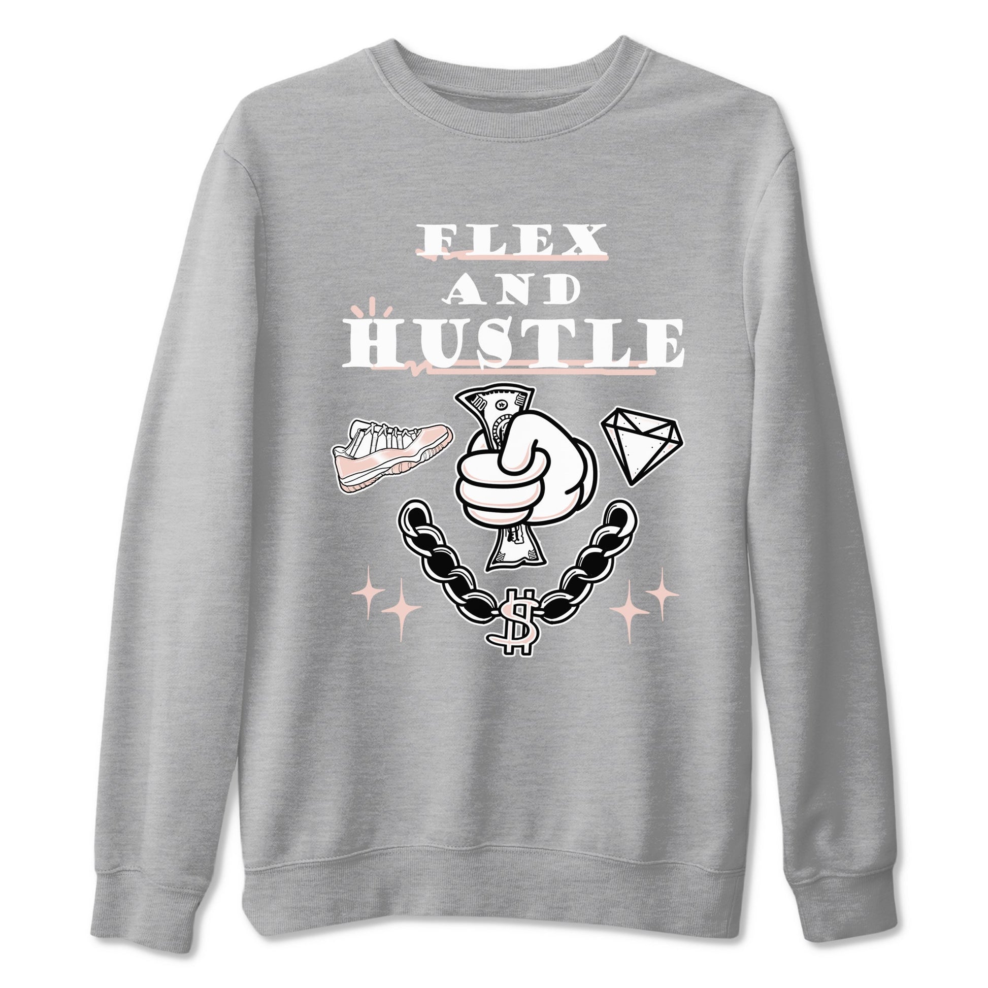 11s Legend Pink shirt to match jordans Flex And Hustle sneaker tees Air Jordan 11 Legend Pink SNRT Sneaker Release Tees unisex cotton Heather Grey 2 crew neck shirt