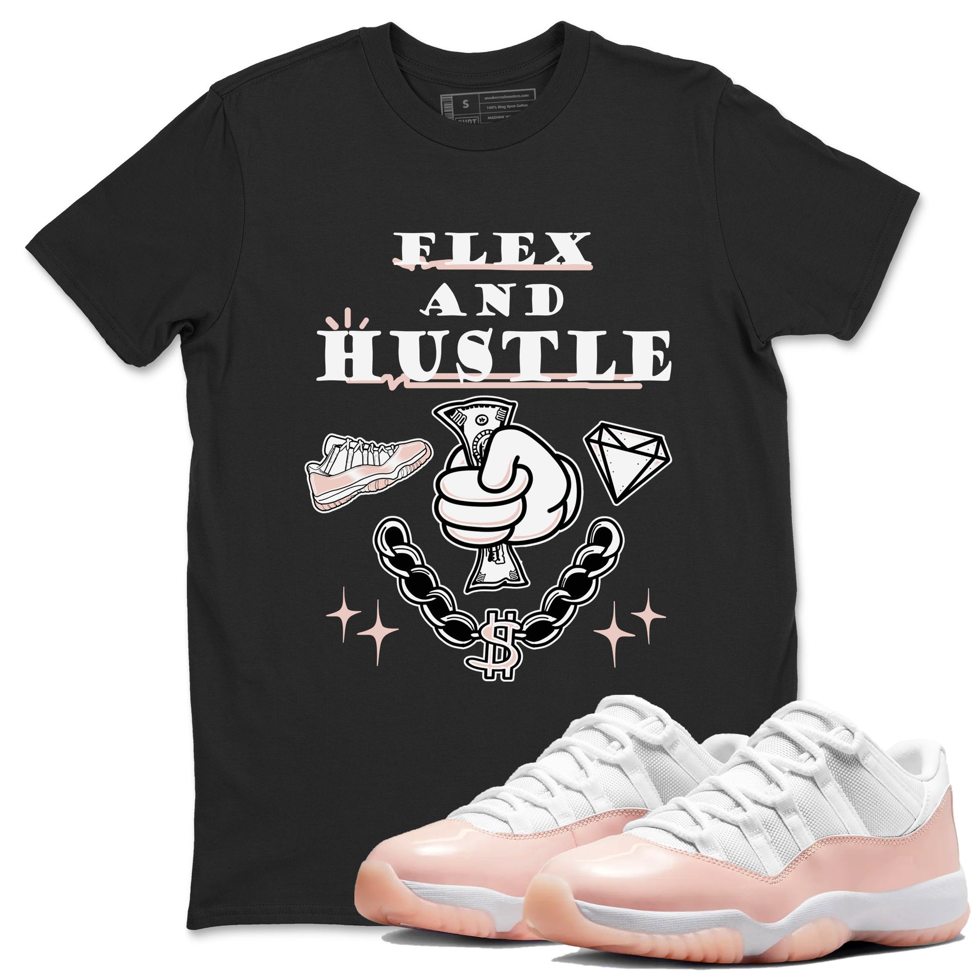 11s Legend Pink shirt to match jordans Flex And Hustle sneaker tees Air Jordan 11 Legend Pink SNRT Sneaker Release Tees unisex cotton Black 1 crew neck shirt