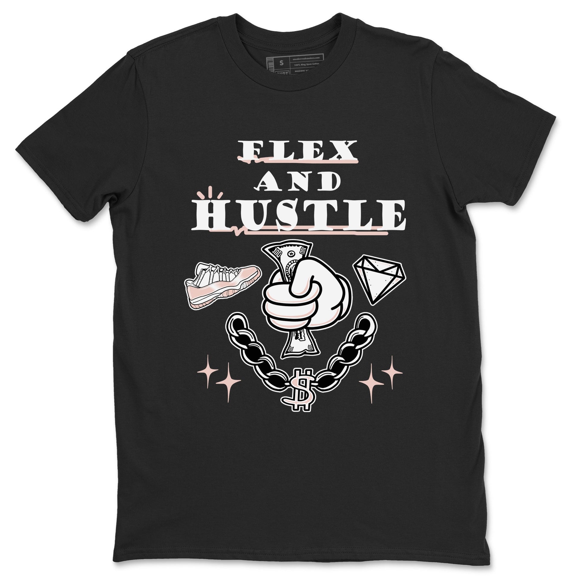 11s Legend Pink shirt to match jordans Flex And Hustle sneaker tees Air Jordan 11 Legend Pink SNRT Sneaker Release Tees unisex cotton Black 2 crew neck shirt