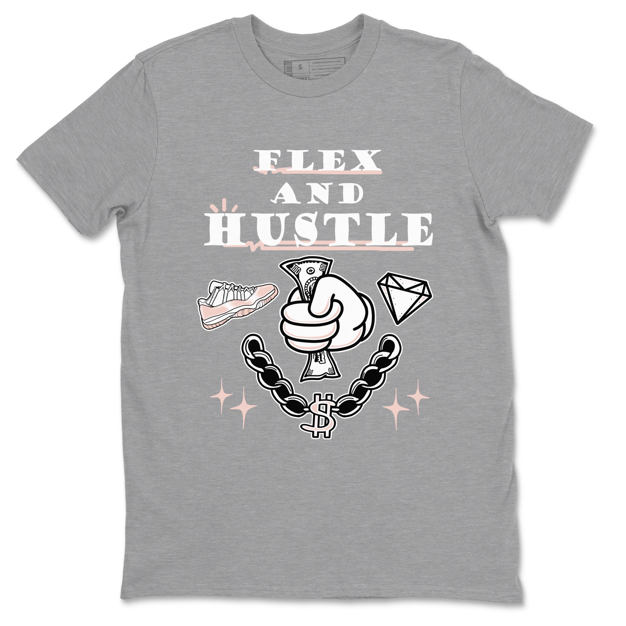 11s Legend Pink shirt to match jordans Flex And Hustle sneaker tees Air Jordan 11 Legend Pink SNRT Sneaker Release Tees unisex cotton Heather Grey 2 crew neck shirt