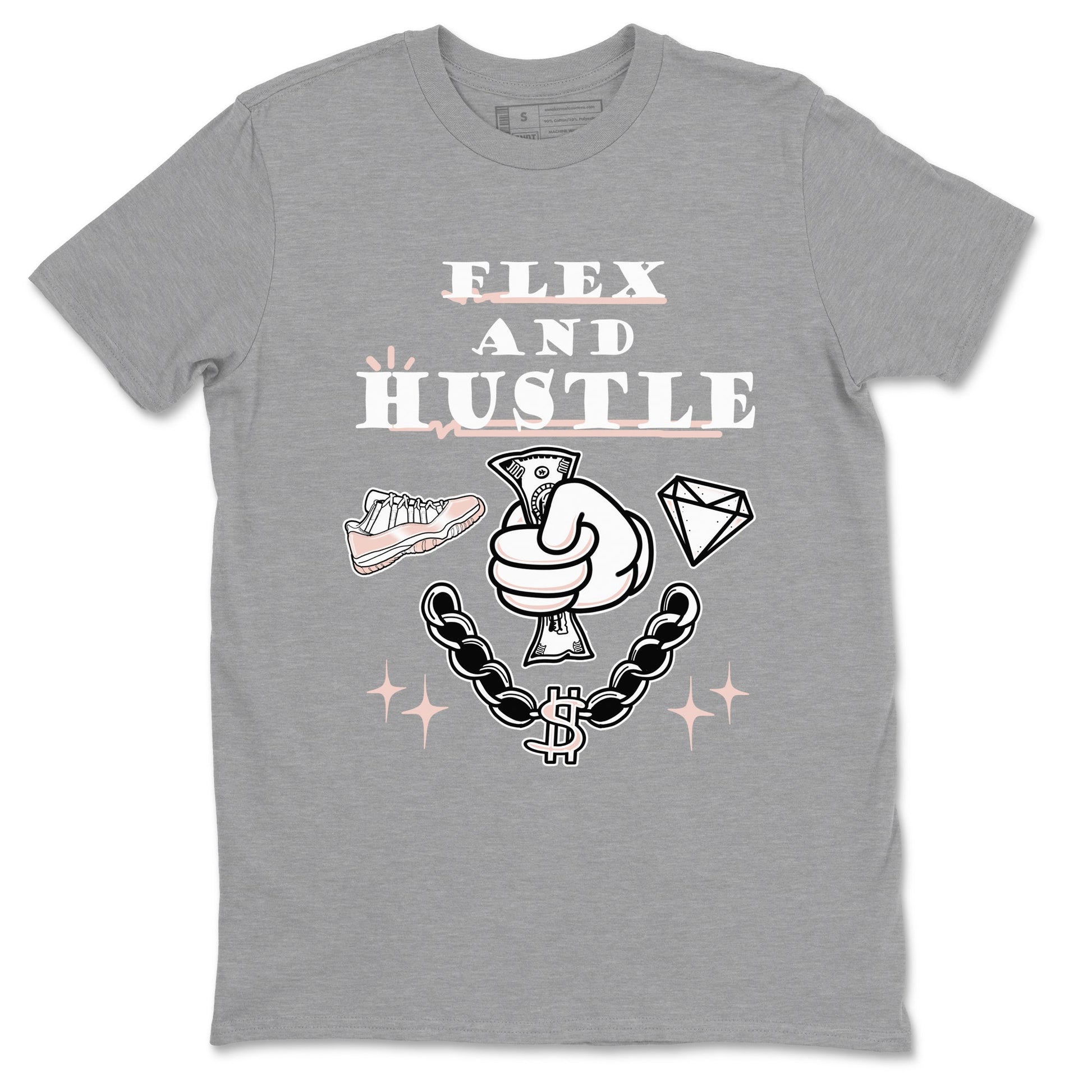 11s Legend Pink shirt to match jordans Flex And Hustle sneaker tees Air Jordan 11 Legend Pink SNRT Sneaker Release Tees unisex cotton Heather Grey 2 crew neck shirt