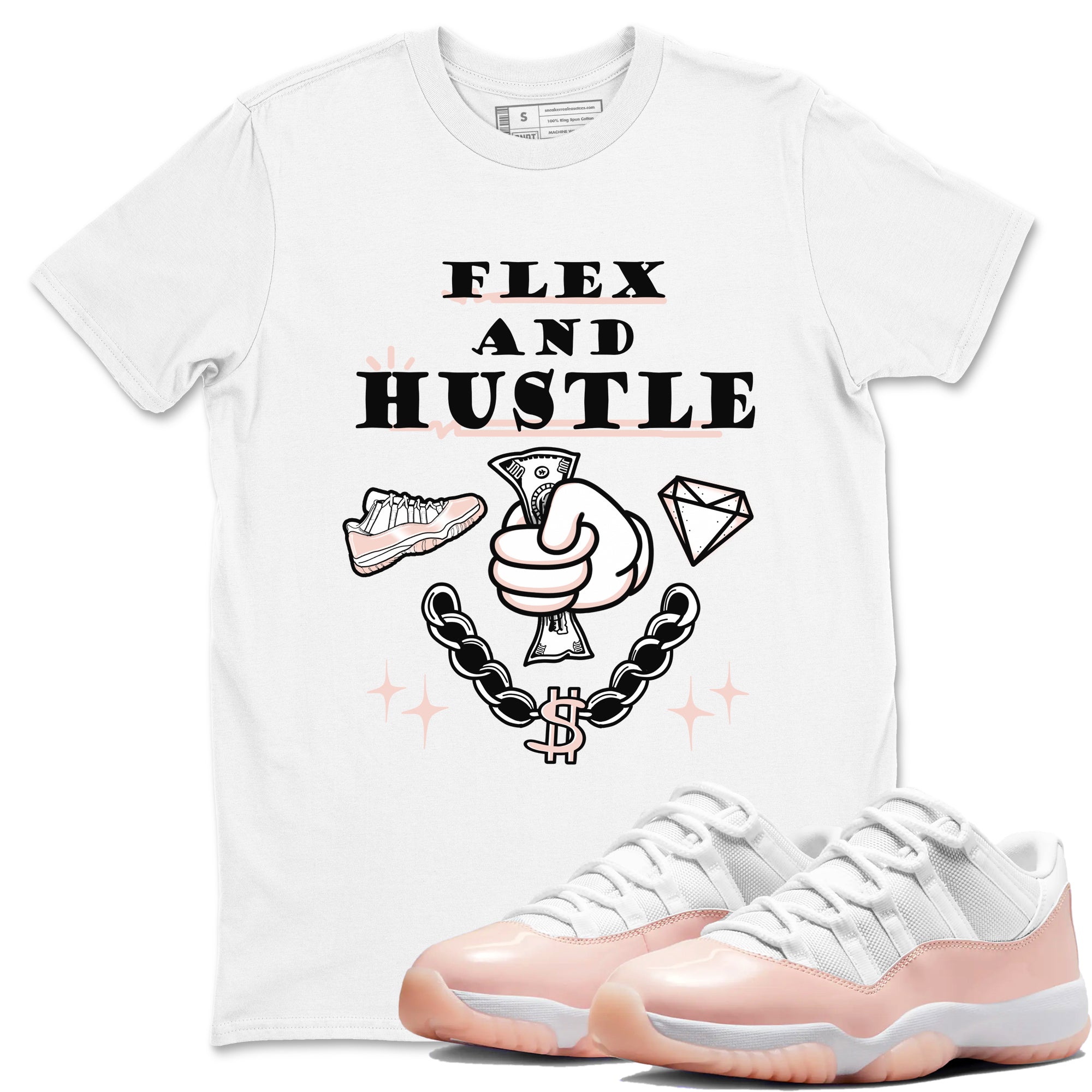 11s Legend Pink shirt to match jordans Flex And Hustle sneaker tees Air Jordan 11 Legend Pink SNRT Sneaker Release Tees unisex cotton White 1 crew neck shirt