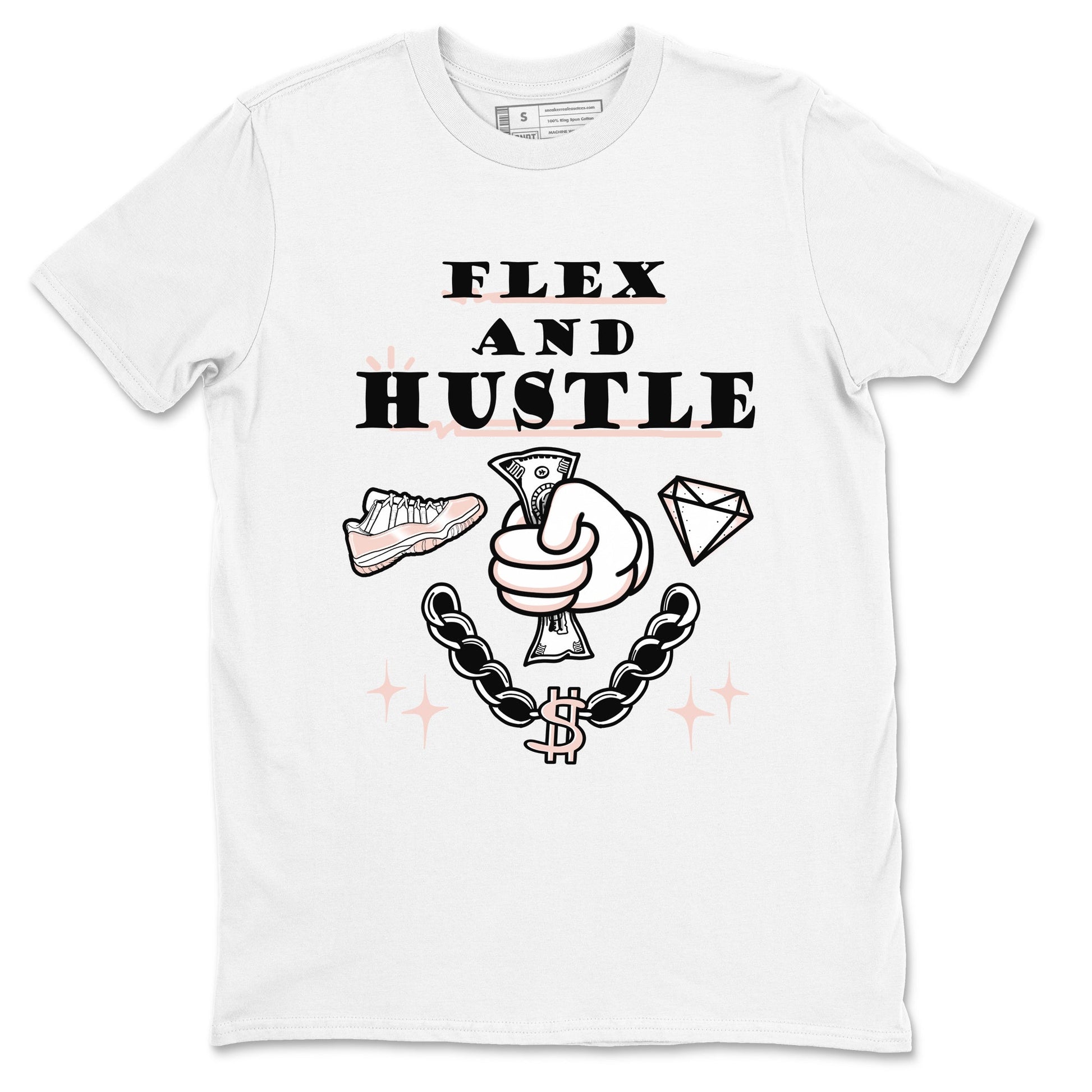 11s Legend Pink shirt to match jordans Flex And Hustle sneaker tees Air Jordan 11 Legend Pink SNRT Sneaker Release Tees unisex cotton White 2 crew neck shirt