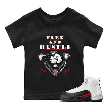 12s Taxi Flip shirt to match jordans Flex And Hustle sneaker tees Air Jordan 12 Taxi Flip SNRT sneaker release tees baby toddler Black 1 cotton Shirt