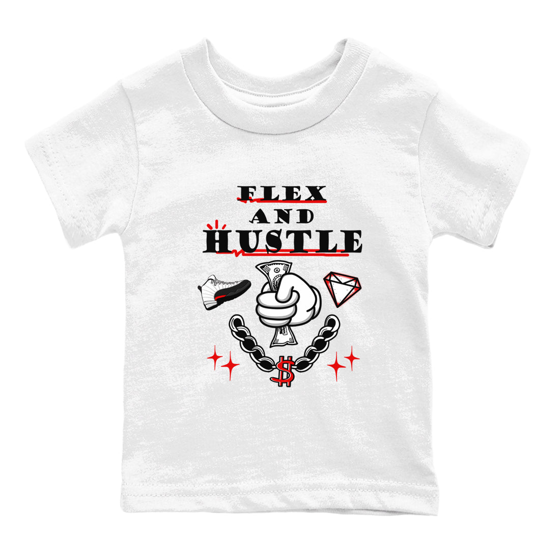 12s Taxi Flip shirt to match jordans Flex And Hustle sneaker tees Air Jordan 12 Taxi Flip SNRT sneaker release tees baby toddler White 2 cotton Shirt