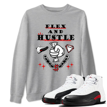 12s Taxi Flip shirt to match jordans Flex And Hustle sneaker tees Air Jordan 12 Taxi Flip SNRT Sneaker Release Tees unisex cotton Heather Grey 1 crew neck shirt
