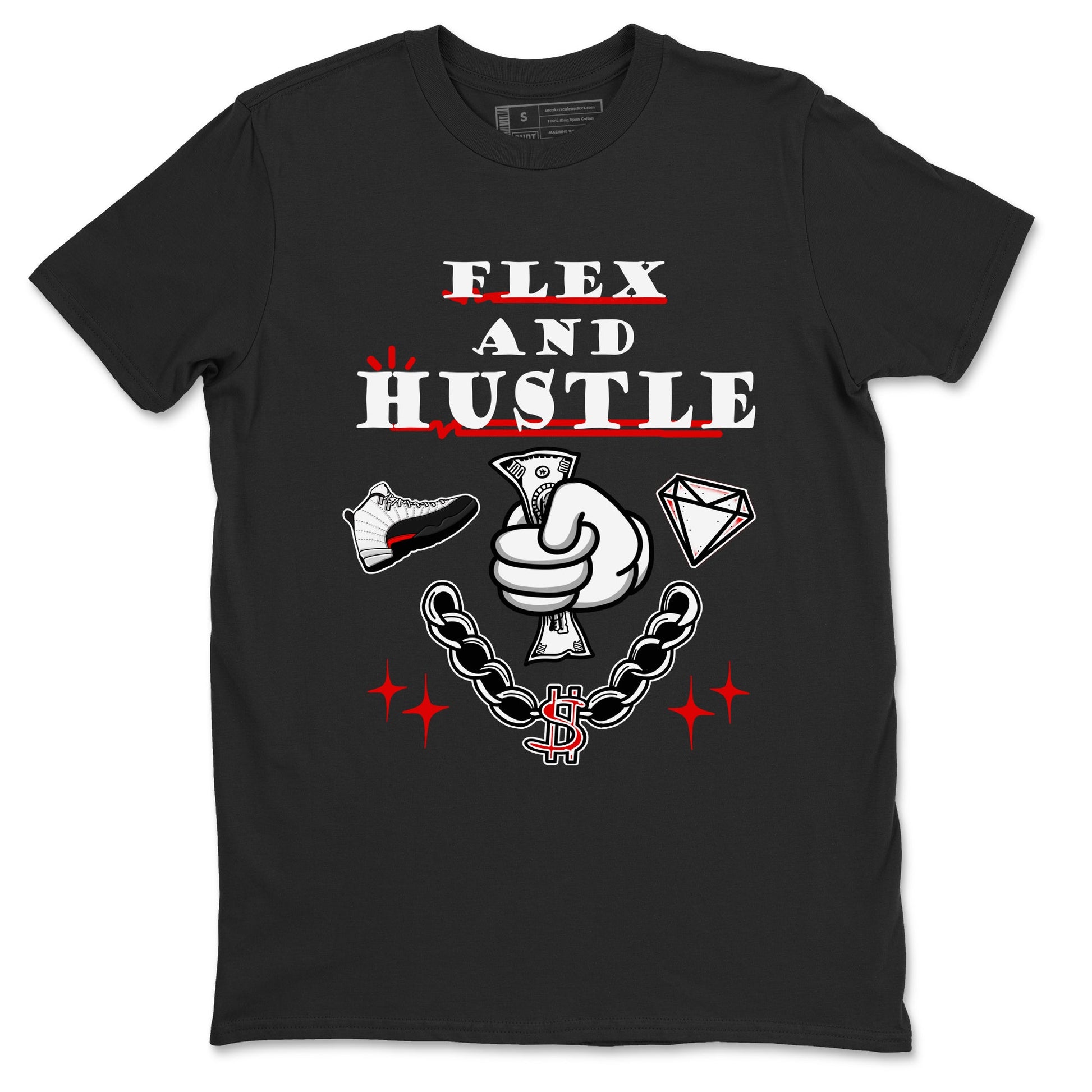 12s Taxi Flip shirt to match jordans Flex And Hustle sneaker tees Air Jordan 12 Taxi Flip SNRT Sneaker Release Tees unisex cotton Black 2 crew neck shirt