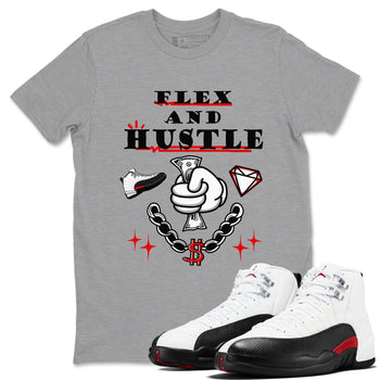 12s Taxi Flip shirt to match jordans Flex And Hustle sneaker tees Air Jordan 12 Taxi Flip SNRT Sneaker Release Tees unisex cotton Heather Grey 1 crew neck shirt