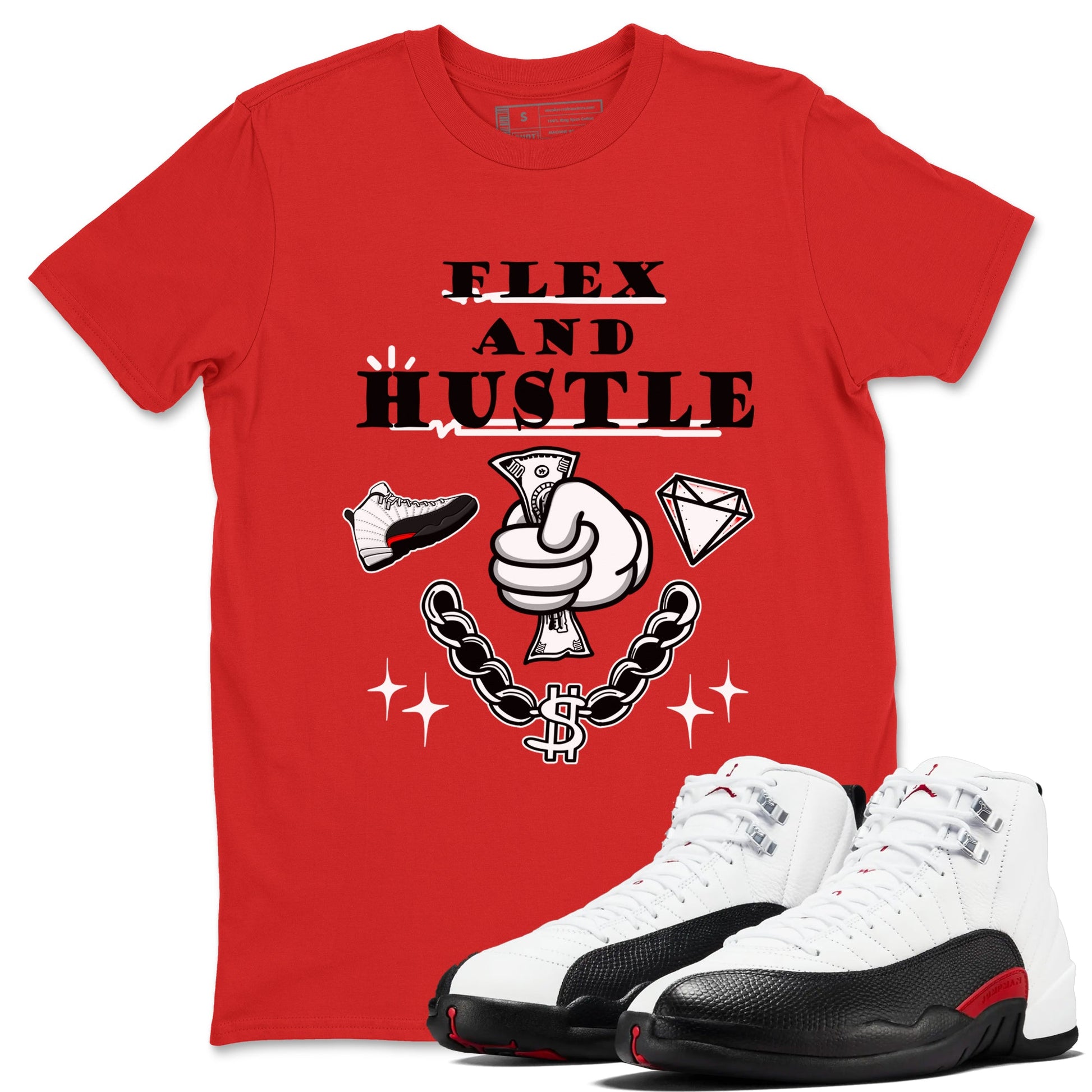 12s Taxi Flip shirt to match jordans Flex And Hustle sneaker tees Air Jordan 12 Taxi Flip SNRT Sneaker Release Tees unisex cotton Red 1 crew neck shirt