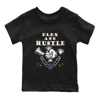 13s Midnight Navy shirts to match jordans Flex And Hustle sneaker match tees Air Jordan 13 Midnight Navy SNRT Sneaker Release Tees Youth Baby Black 2 crew neck shirts