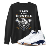 13s Midnight Navy shirts to match jordans Flex And Hustle sneaker match tees Air Jordan 13 Midnight Navy SNRT Sneaker Release Tees unisex cotton Black 1 crew neck shirts