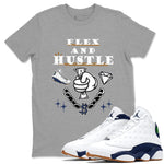 13s Midnight Navy shirts to match jordans Flex And Hustle sneaker match tees Air Jordan 13 Midnight Navy SNRT Sneaker Release Tees unisex cotton Heather Grey 1 crew neck shirts