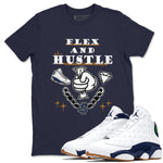 13s Midnight Navy shirts to match jordans Flex And Hustle sneaker match tees Air Jordan 13 Midnight Navy SNRT Sneaker Release Tees unisex cotton Navy 1 crew neck shirts