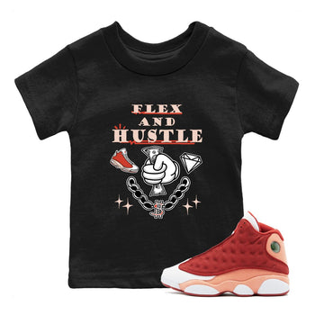 Air Jordan 13 Red Dune shirts to match jordans Flex And Hustle sneaker match tees Air Jordan 13 Red Dune SNRT Sneaker Tees streetwear brand Baby and Youth Black 1 cotton tee