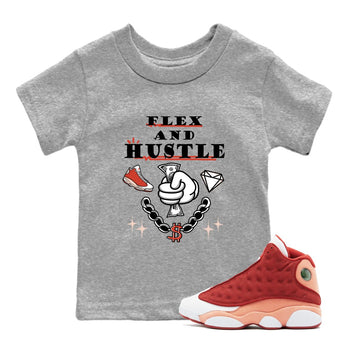 Air Jordan 13 Red Dune shirts to match jordans Flex And Hustle sneaker match tees Air Jordan 13 Red Dune SNRT Sneaker Tees streetwear brand Baby and Youth Heather Grey 1 cotton tee