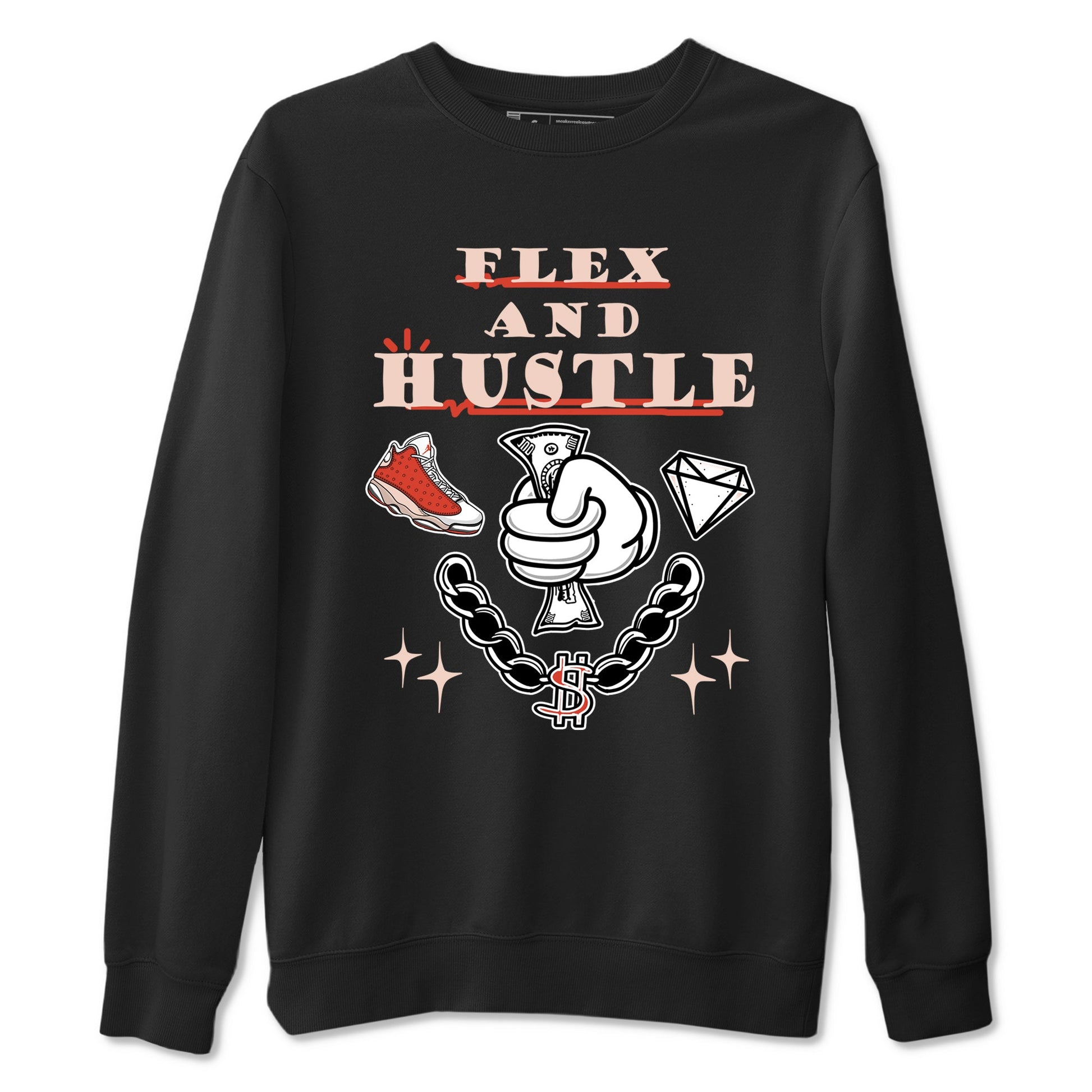 Air Jordan 13 Red Dune shirts to match jordans Flex And Hustle sneaker match tees Air Jordan 13 Red Dune SNRT Sneaker Tees streetwear brand Black 2 unisex cotton tee