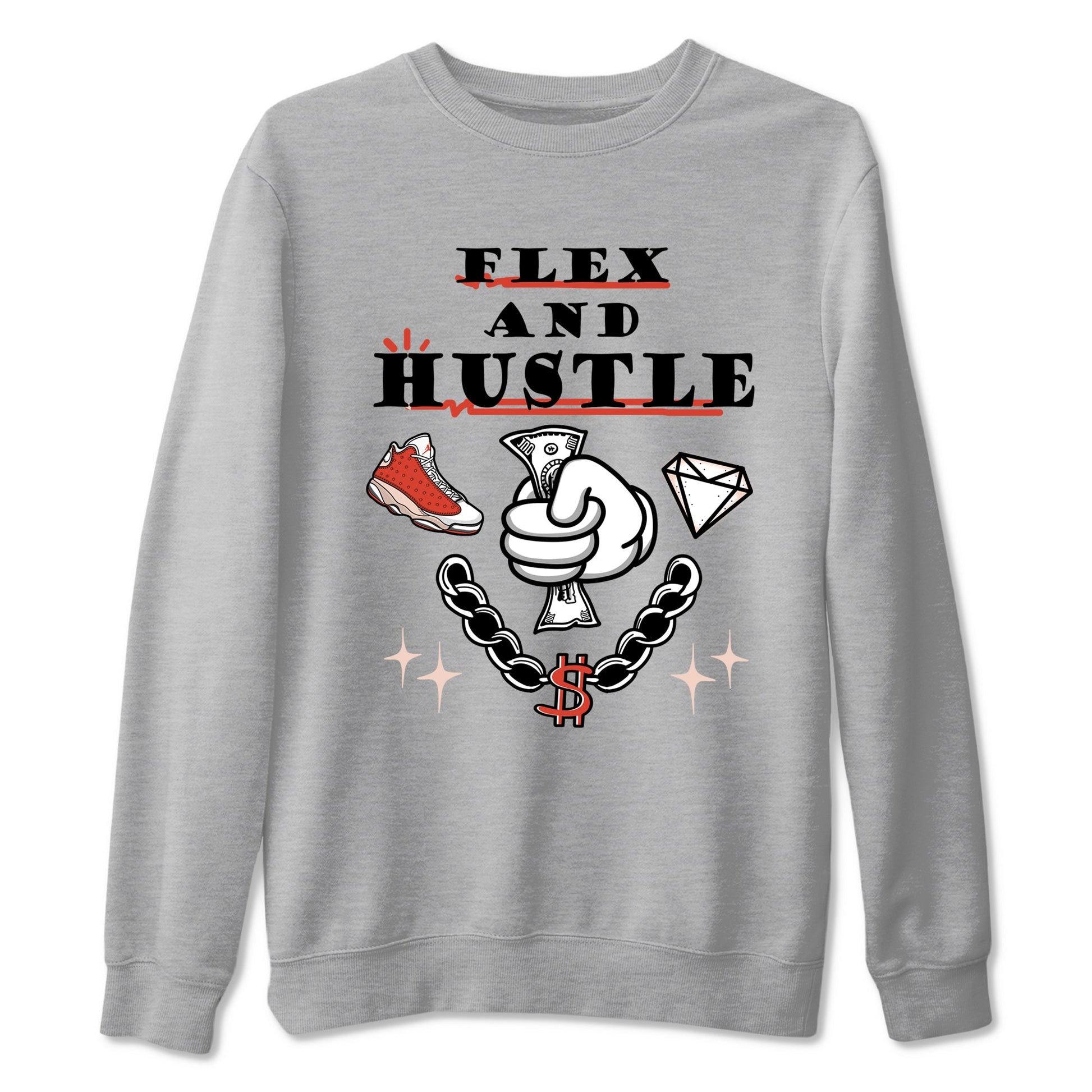 Air Jordan 13 Red Dune shirts to match jordans Flex And Hustle sneaker match tees Air Jordan 13 Red Dune SNRT Sneaker Tees streetwear brand Heather Grey 2 unisex cotton tee
