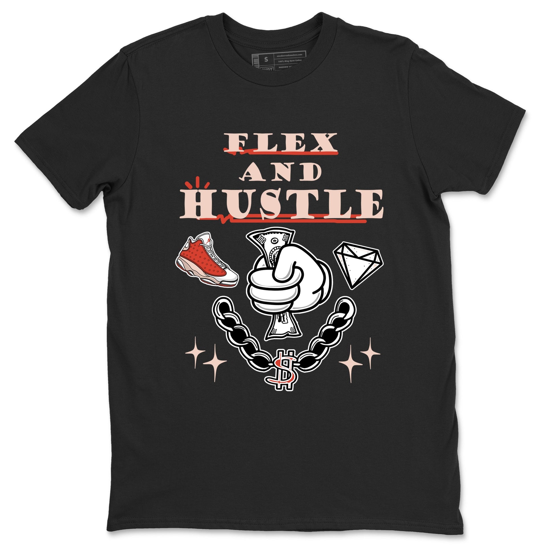Air Jordan 13 Red Dune shirts to match jordans Flex And Hustle sneaker match tees Air Jordan 13 Red Dune SNRT Sneaker Tees streetwear brand Black 2 unisex cotton tee