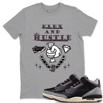 AJ3 A Ma Maniere x Black shirts to match jordans Flex And Hustle sneaker match tees A Ma Maniere x Air Jordan 3 “Black” SNRT Sneaker Tees streetwear brand Heather Grey 1 unisex cotton tee