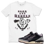 AJ3 A Ma Maniere x Black shirts to match jordans Flex And Hustle sneaker match tees A Ma Maniere x Air Jordan 3 “Black” SNRT Sneaker Tees streetwear brand White 1 unisex cotton tee