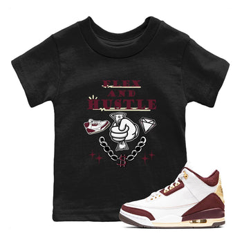 3s A Ma Maniere x Burgundy Crush shirts to match jordans Flex And Hustle sneaker match teesA Ma Maniére x Air Jordan 3 "Burgundy Crush" SNRT Sneaker Tees streetwear brand Baby and Youth Black 1 cotton tee