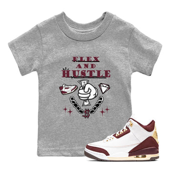 3s A Ma Maniere x Burgundy Crush shirts to match jordans Flex And Hustle sneaker match teesA Ma Maniére x Air Jordan 3 "Burgundy Crush" SNRT Sneaker Tees streetwear brand Baby and Youth Heather Grey 1 cotton tee
